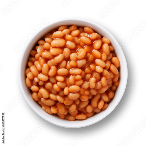 Baked beans on white background, png