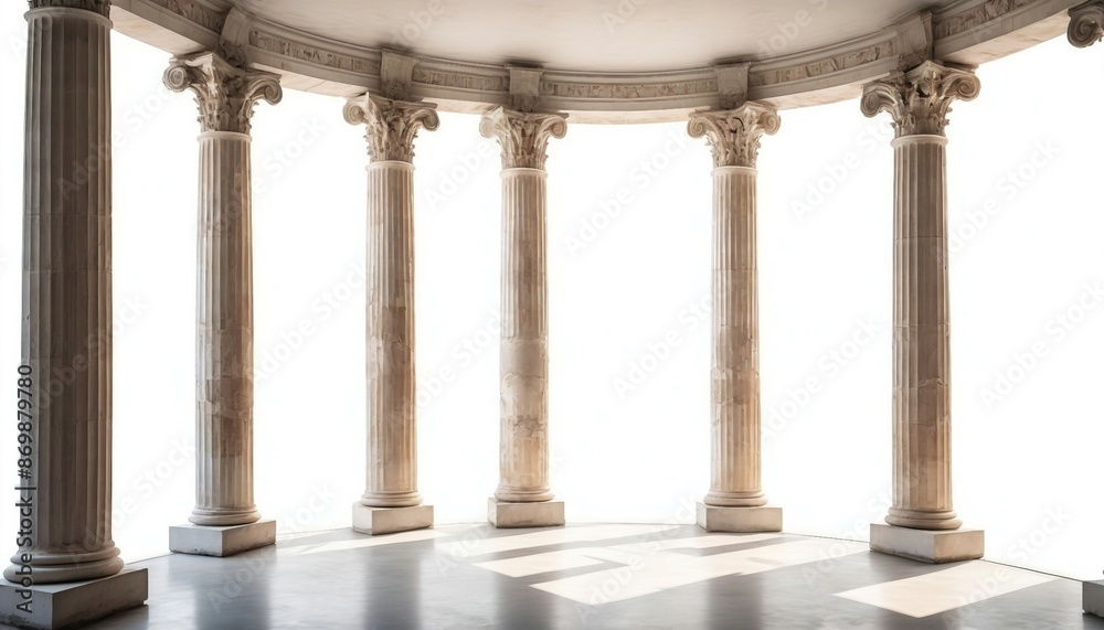 Fototapeta premium remains of columns from the Roman Empire, isolated white background. 