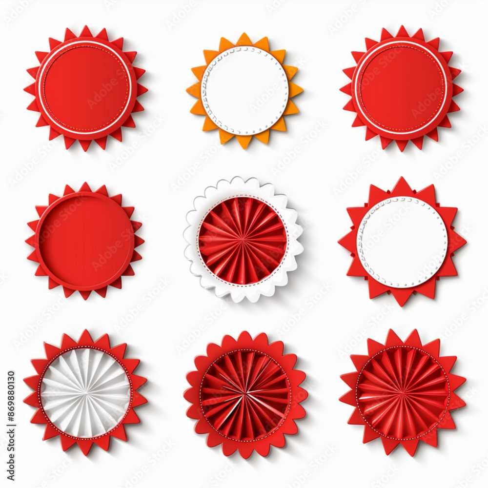set of red and yellow badges set of red and yellow badges