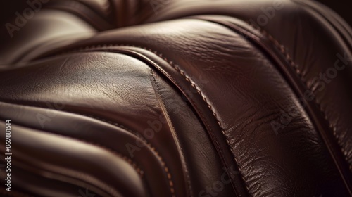A detailed image of the saddles pommel showcasing the elegant curvature and smooth leather surface of this prominent feature. photo
