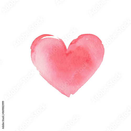 Watercolor heart shape, love symbol simple design