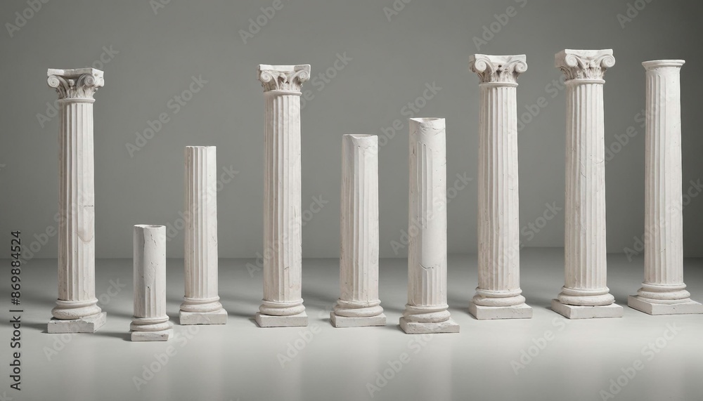 remains of columns from the Roman Empire, isolated background. remains of columns from the Roman Empire, isolated background.