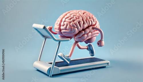 Wallpaper Mural Brain Workout: Anthropomorphic Brain Running on Treadmill for Mental Fitness Torontodigital.ca