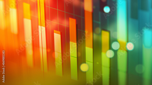 Bar charts with many colors going up and down for stock market investment photo