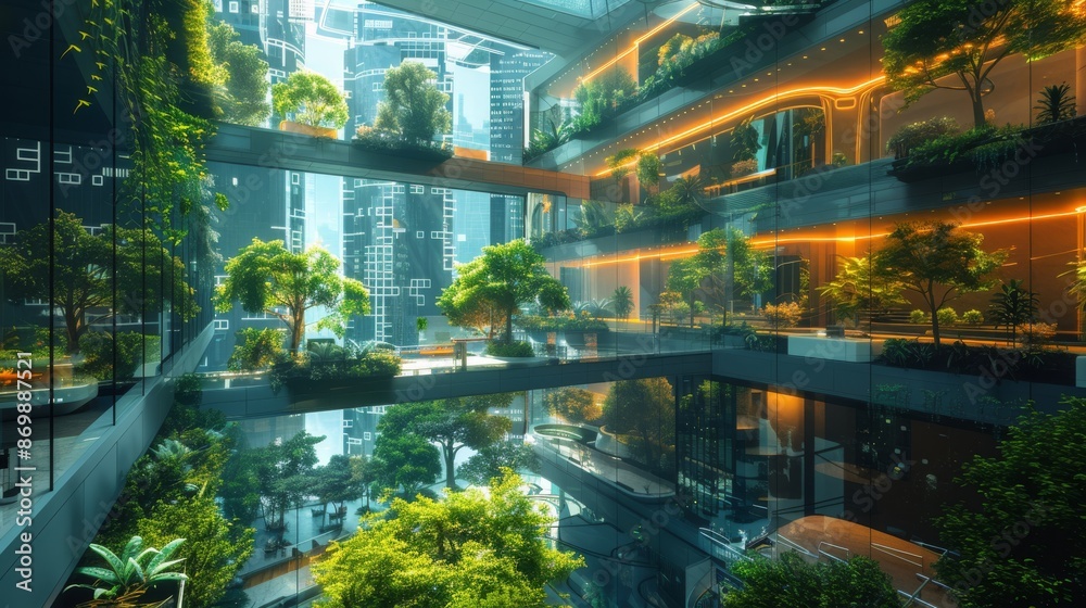Innovative Urban Vertical Forest Building. Innovative urban building featuring multiple floors with lush greenery, creating a vertical forest and promoting sustainable living in a modern cityscape. Innovative Urban Vertical Forest Building. Innovative urban building featuring multiple floors with lush greenery, creating a vertical forest and promoting sustainable living in a modern cityscape.