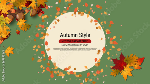 Autumn theme elegant vector background. Design for presentation, website, landing page, wallpaper, flyer, booklet, banner