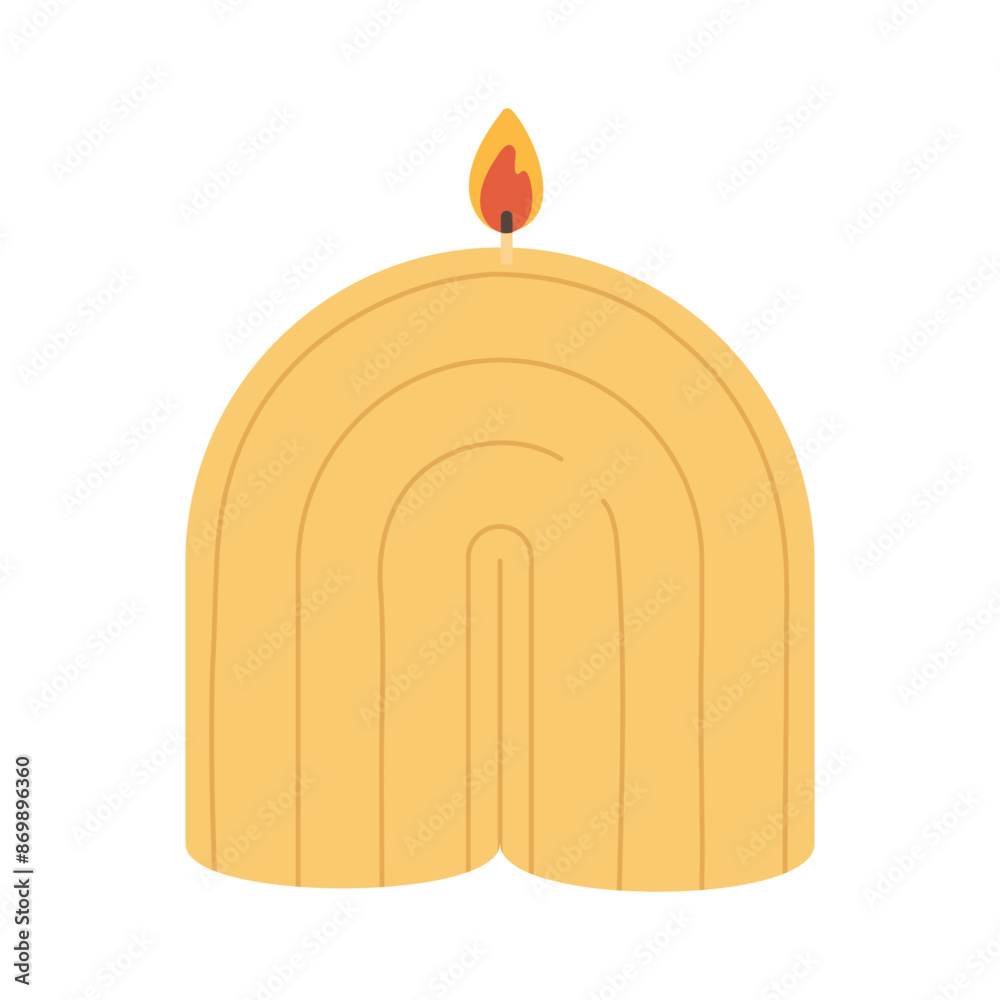 Obraz premium Modern trendy candle. Modern scented cozy hygge candle for home interior decor. Vector illustration in flat style