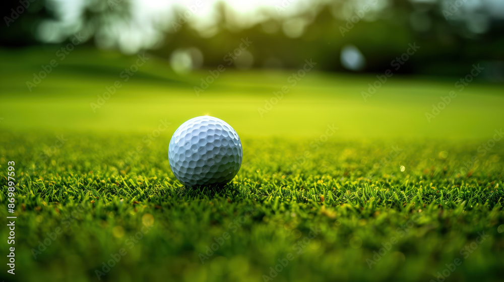 Obraz premium golf ball against golf course background