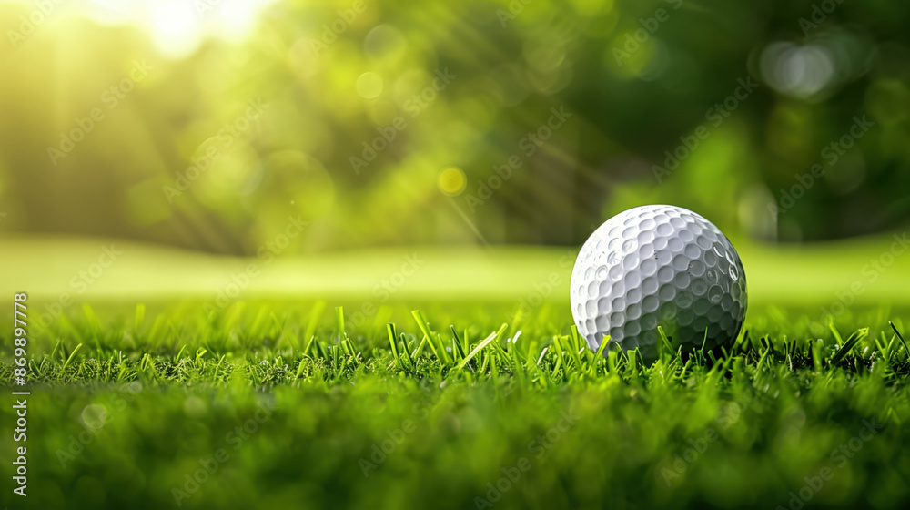 Obraz premium golf ball against golf course background