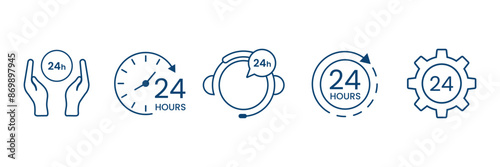 Set of 24 hours Customer service icon collection. Customer support, call center and technical support symbol. Vector Illustration.
