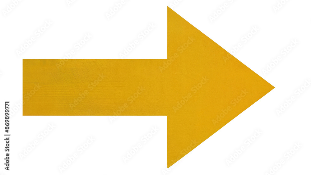 Yellow Arrow with Textured Paint Effect. Transparent Background