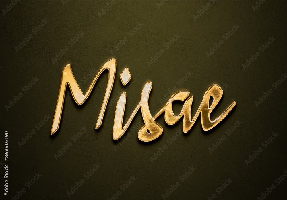 Old gold text effect of Japanese name Misae with 3D glossy style Mockup. Old gold text effect of Japanese name Misae with 3D glossy style Mockup.