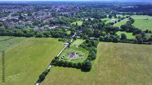 Historic Roman Amphitheatre in Verulamium Park St Albans Aerial View photo