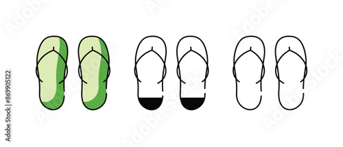 Flip Flops Pool icons vector set stock illustration