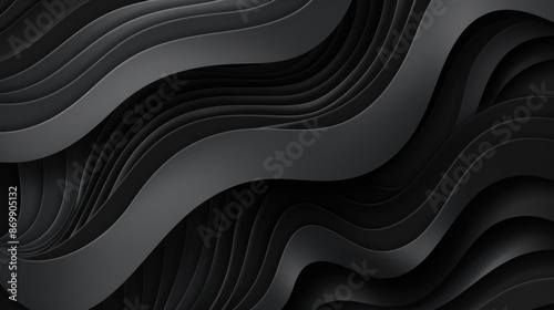 Black carbon fiber motion background. Tech wavy lines with 3D illustration