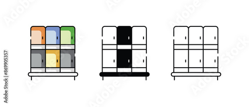 Locker Room Pool icons vector set stock illustration
