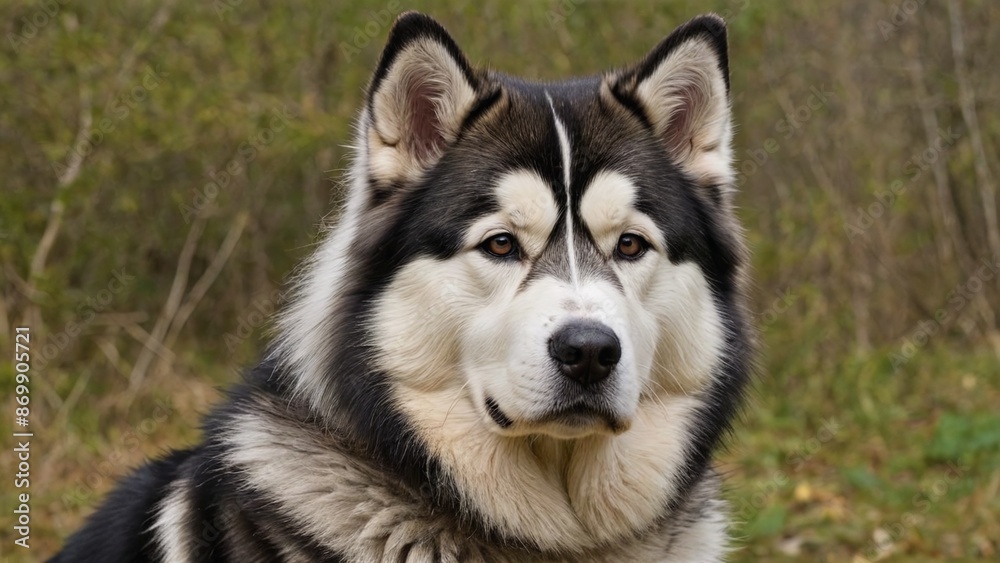 Regal Alaskan Malamute Majestic Canine Portrait in Shades of Grey