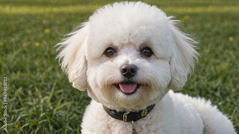 Fluffy White Bichon Frise Dog Charming Pet Portrait in Soft Pastel Tones Fluffy White Bichon Frise Dog Charming Pet Portrait in Soft Pastel Tones