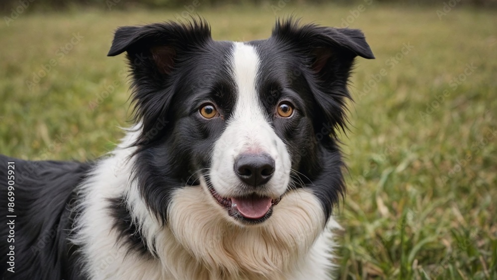 Playful Border Collie Canine Companion in Black and White Playful Border Collie Canine Companion in Black and White