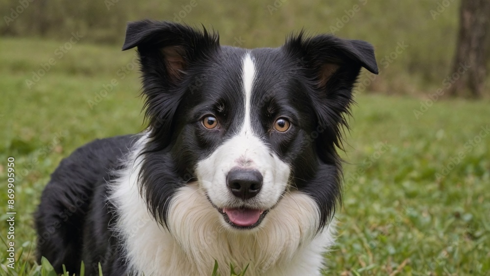 Playful Border Collie Canine Companion in Black and White Playful Border Collie Canine Companion in Black and White