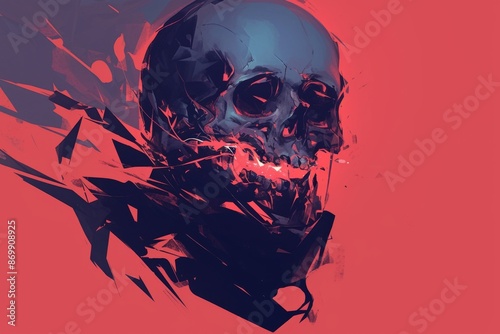 Skull with paint splatters for punk rock artistic themes photo