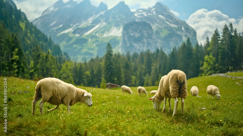 Naklejka premium Sheep pasture