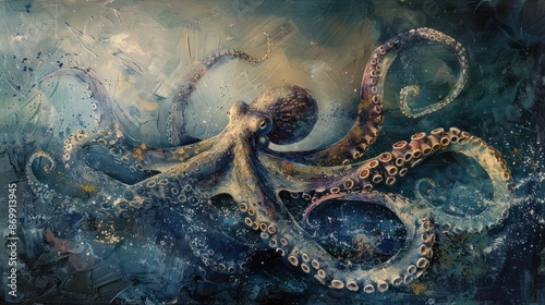 Octopus is a wandering spirit, exploring the watery expanse photo