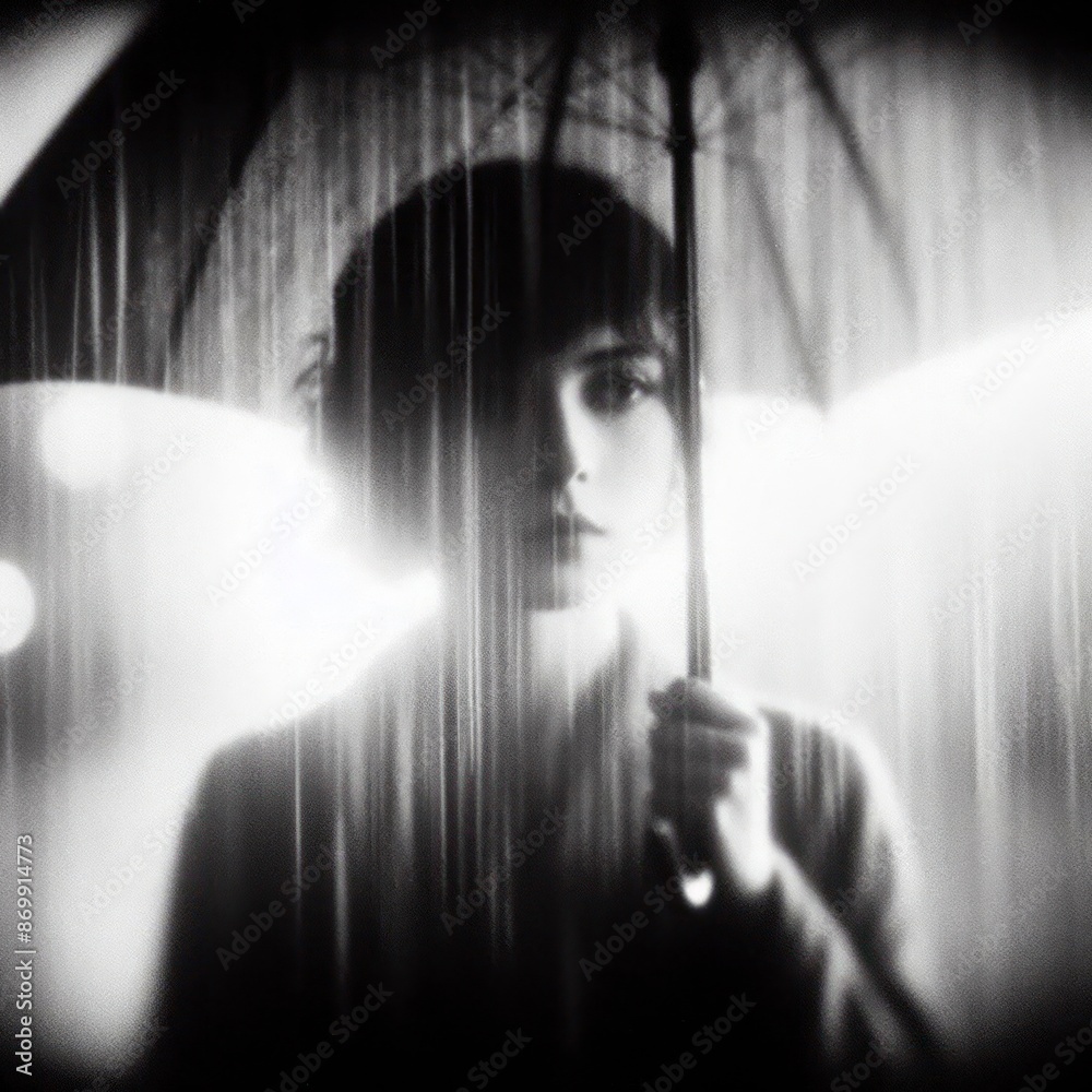Rainy black and white photo and movie star Rainy black and white photo and movie star