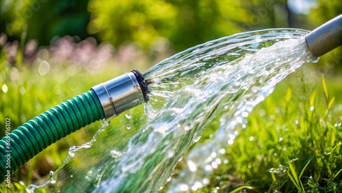 The water that comes down from the hose