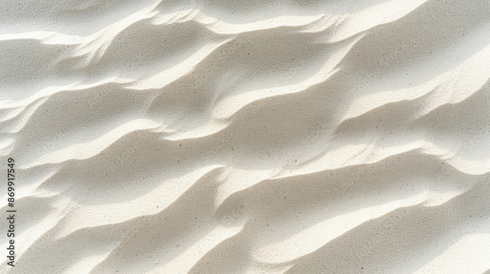 Obraz premium Top view abstract background with beautiful intricate texture sandy pattern of waves and ripples, close up banner with white desert sand, backdrop for design or web