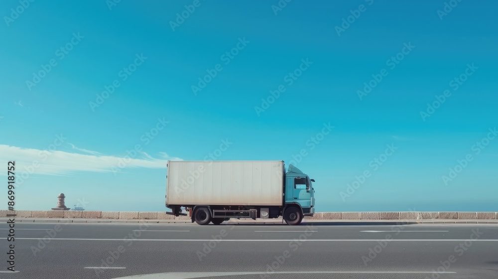 Transport logistics: Freight truck on city expressway Transport logistics: Freight truck on city expressway