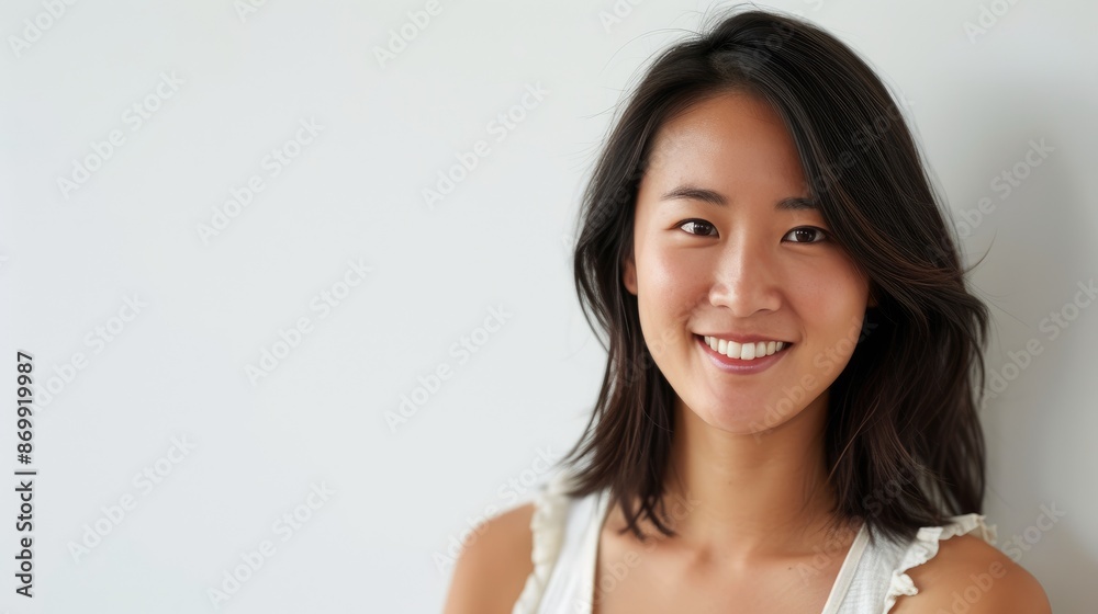 Minimalist Elegance: Asian Woman in Thoughtful Profile Minimalist Elegance: Asian Woman in Thoughtful Profile