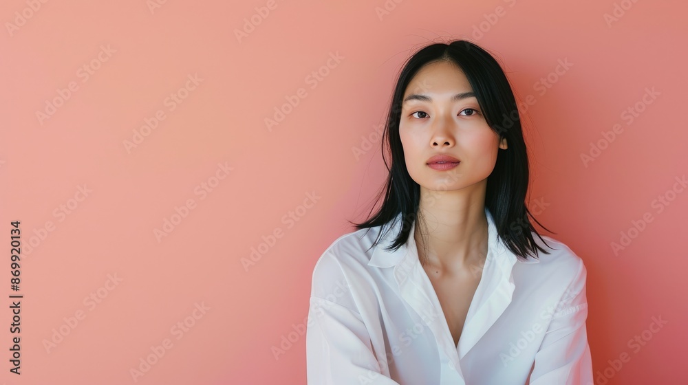 Stylish Asian Woman Against Solid Background Stylish Asian Woman Against Solid Background