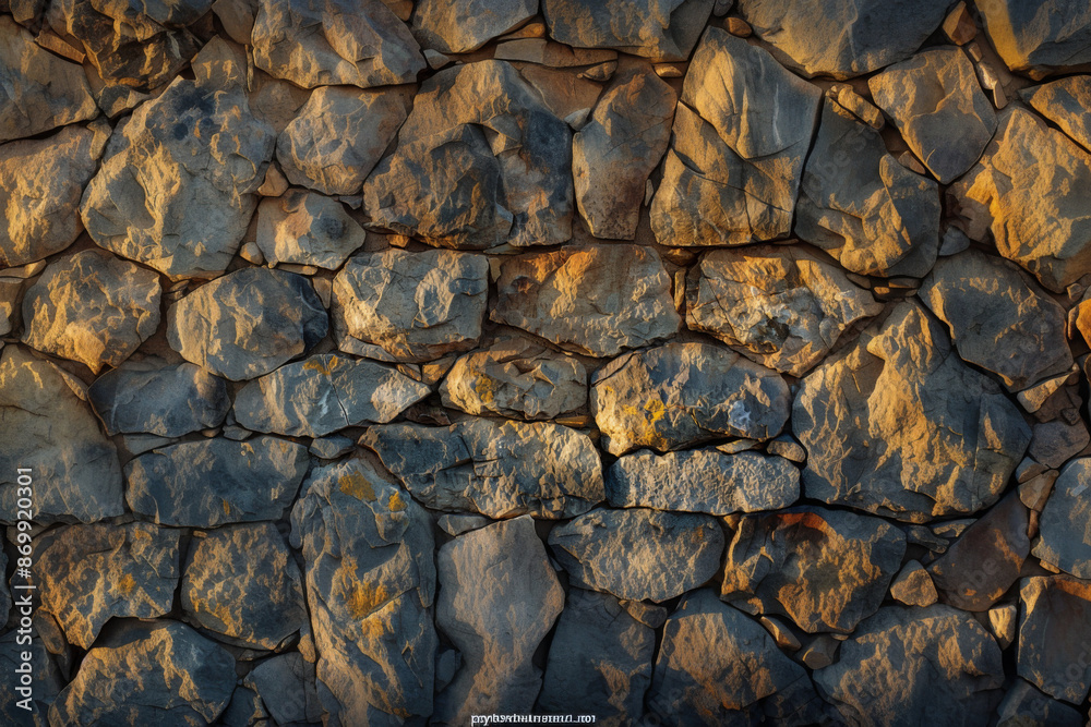 Stone Wall or Floor Made of Brown and Reddish Stone, Gently Lit by Orange Sunset Light, Perfect for Wallpaper or Texture Stone Wall or Floor Made of Brown and Reddish Stone, Gently Lit by Orange Sunset Light, Perfect for Wallpaper or Texture