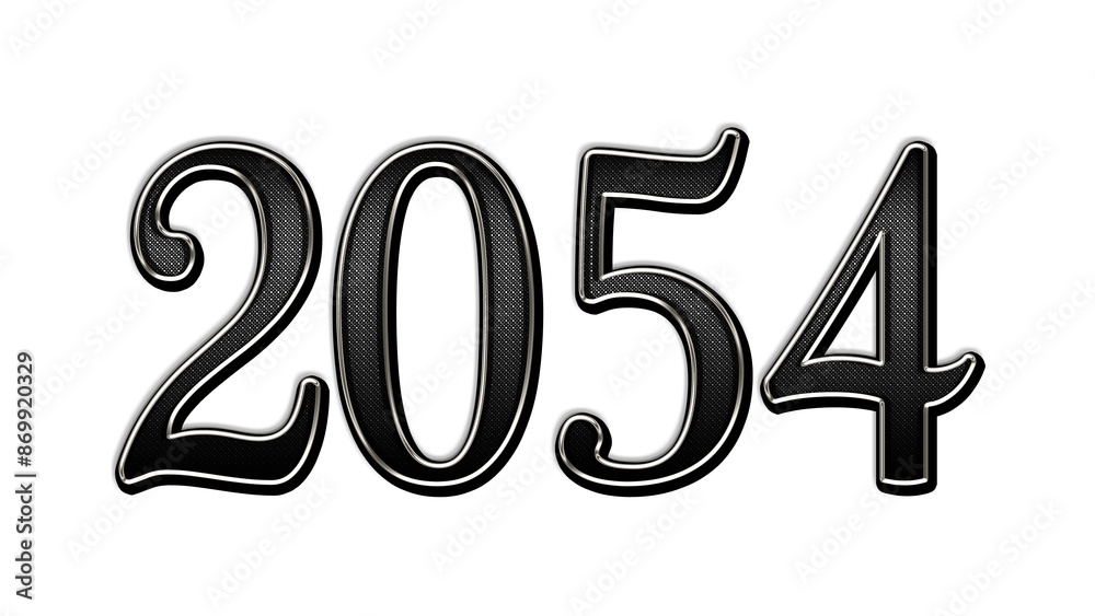 black metal 3d design of number 2054 on white background. black metal 3d design of number 2054 on white background.