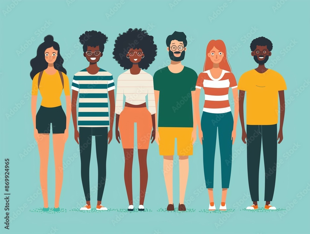 Fototapeta premium Diverse Group of People Illustration for Community and Teamwork Concepts