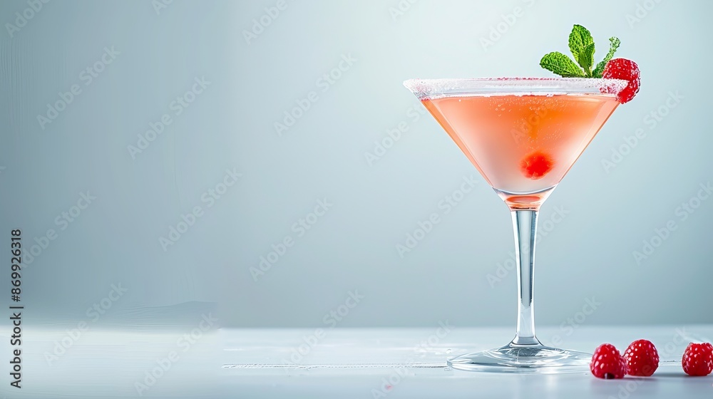 Cocktail glass filled with a pinkcolored cocktail on a white background symbolizing relaxation and celebration Cocktail glass filled with a pinkcolored cocktail on a white background symbolizing relaxation and celebration