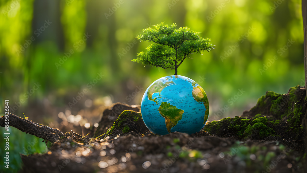 A small globe with a tree inside of it A small globe with a tree inside of it