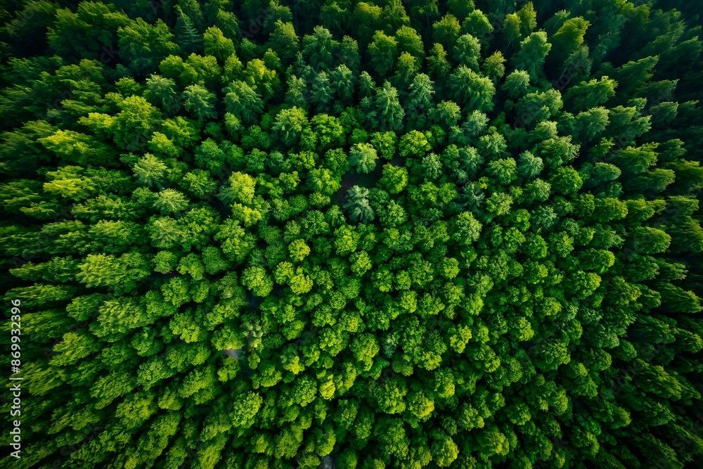 Aerial top view of green forest, healthy rain forest, environment, health, green economy, view of nature ecosystem for save Earth.