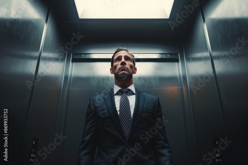 businessman in the elevator Generative AI