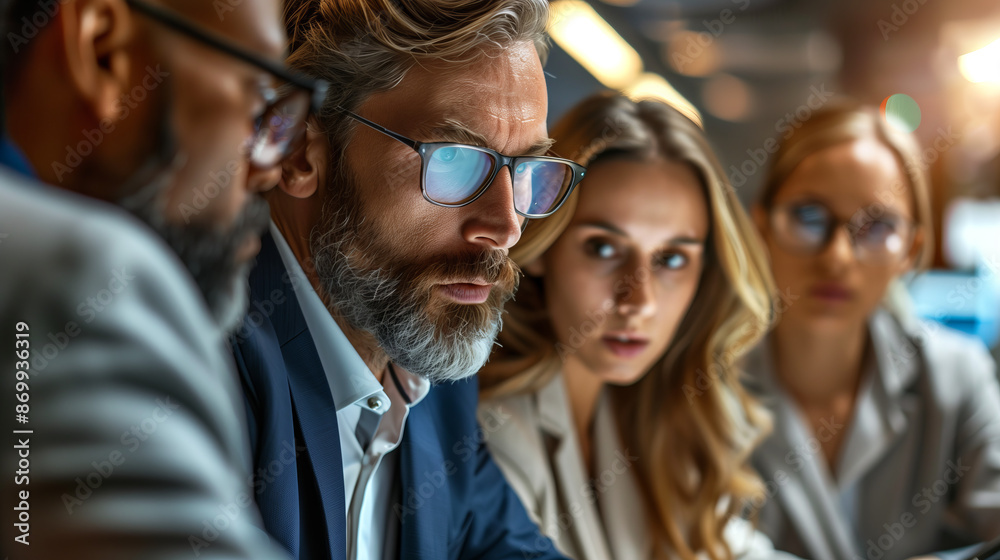 Focused business team in a modern office, teamwork, strategy meeting. diversity Focused business team in a modern office, teamwork, strategy meeting. diversity