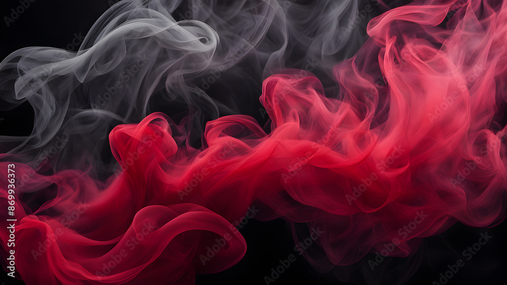 Obraz premium A red and white smokey background with a red flame