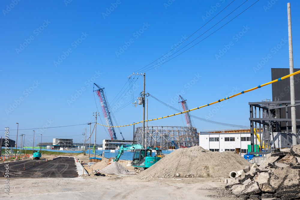 Fototapeta premium 大阪・関西万博会場 建築現場（2024年5月4日撮影）
