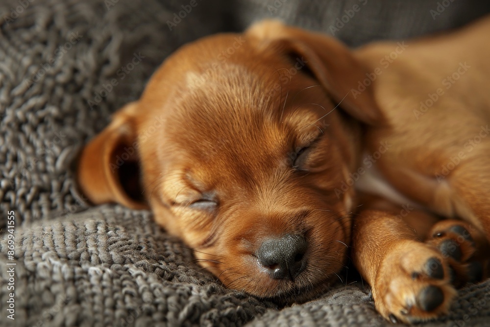 sleepy cute brown puppy Generative AI sleepy cute brown puppy Generative AI