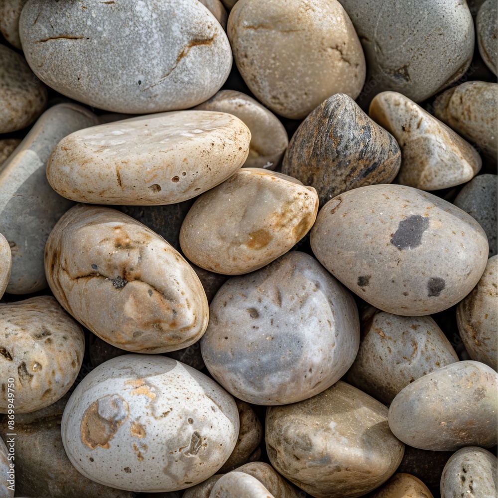 Smooth, rounded pebbles in a close-up shot. Their textured surface creates a decorative pattern. These sea stones form a unique and eye-catching background. Smooth, rounded pebbles in a close-up shot. Their textured surface creates a decorative pattern. These sea stones form a unique and eye-catching background.