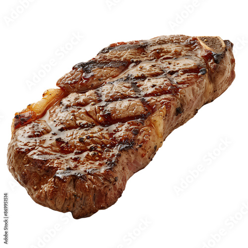 Medium Rare New York Strip Steak on Transparent Background photo