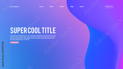 Landing page abstract design. Template for website or app. Colorful abstract minimal wave
