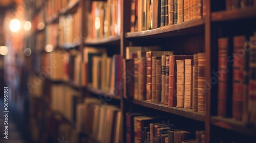 Wallpaper Mural A softly dimmed library showcases rows of vintage books on shelves, fostering a tranquil and reflective atmosphere suitable for peaceful reading and study. Torontodigital.ca