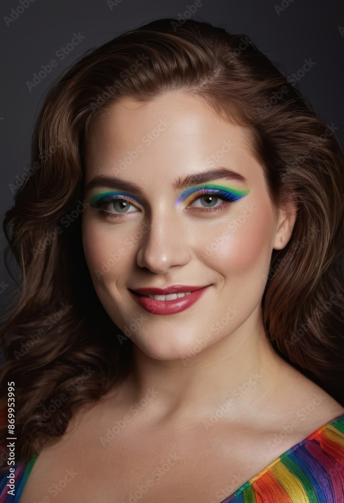 lgbt activist, portrait of a woman with rainbow makeup, happy face of a girl, young woman smiling lgbt activist, portrait of a woman with rainbow makeup, happy face of a girl, young woman smiling