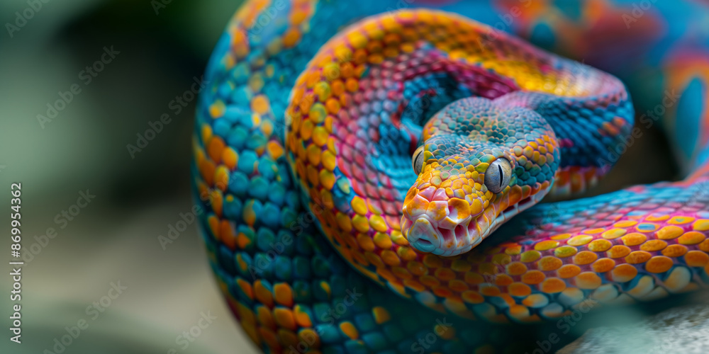 Close-up photo of a snake with beautiful colorful skin pattern, horizontal photo Close-up photo of a snake with beautiful colorful skin pattern, horizontal photo